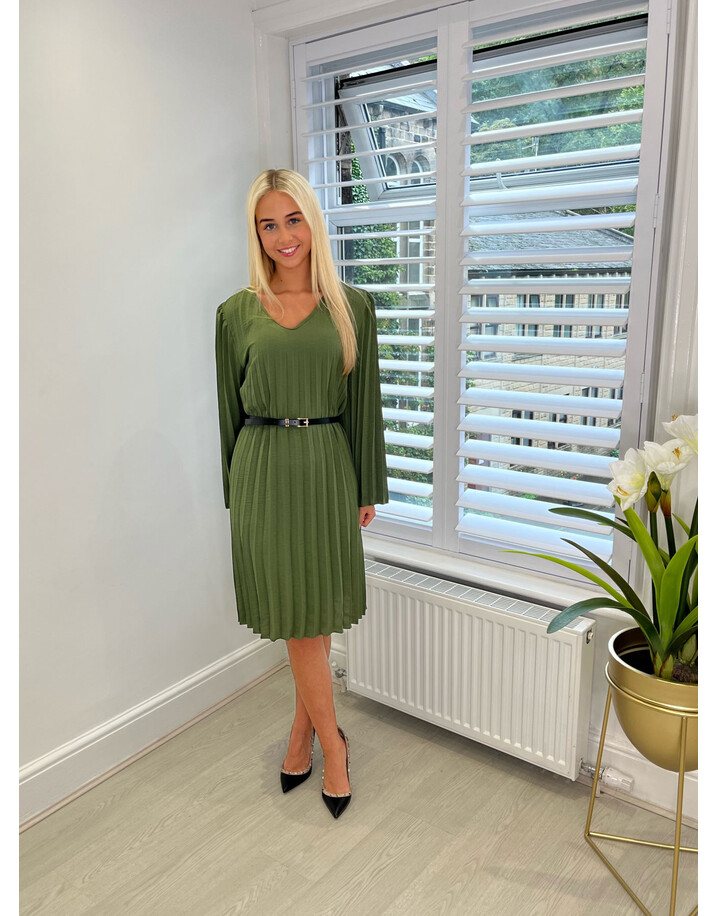 Lucy Cobb Pandora Pleated Dress - Khaki