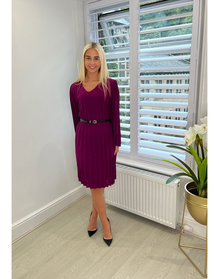 Lucy Cobb Pandora Pleated Dress - Plum