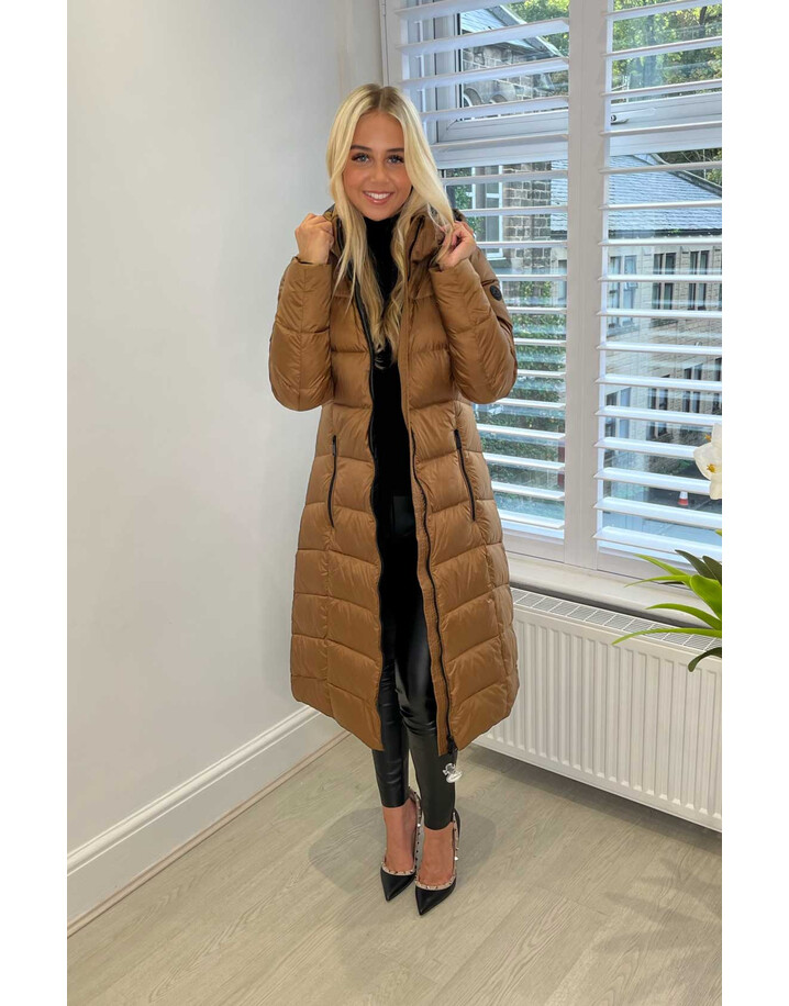 Normann Nessa Down Filled Longline Coat - Deep Camel