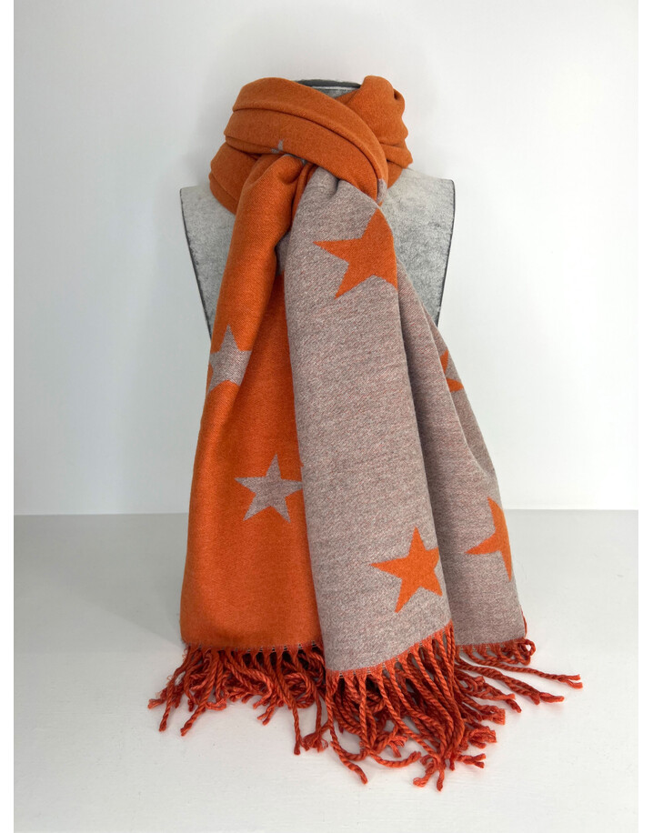 Lucy Cobb Accessories Star Luxury Reversible Pashmina - Burnt Orange