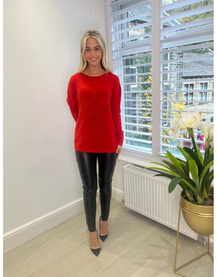 Lucy Cobb Super Soft Luxury Star Jumper - Red