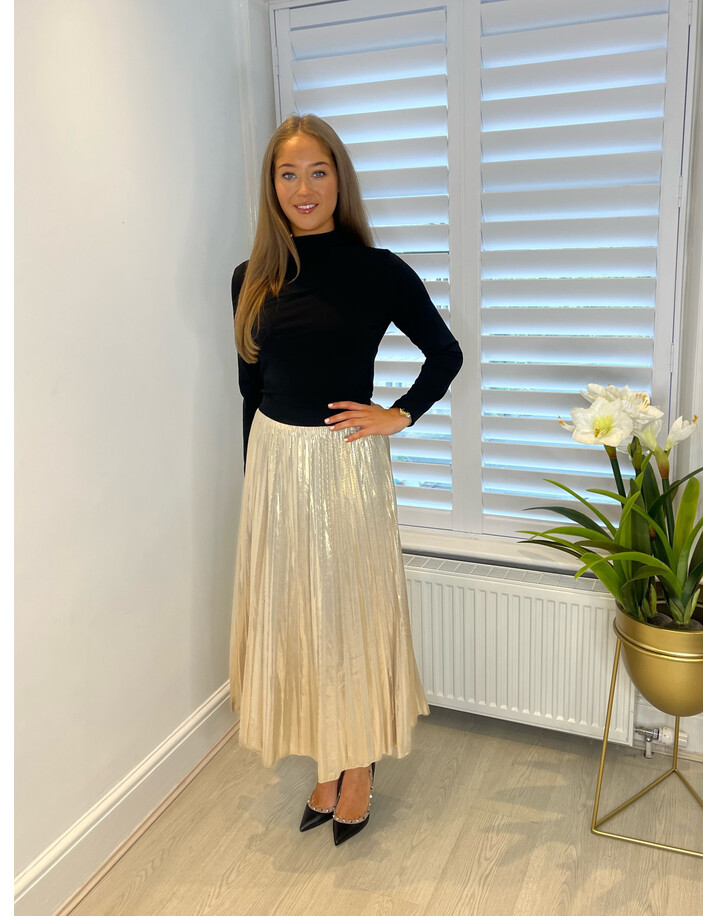 Lucy Cobb Mariah Metallic Midi Skirt - Champagne