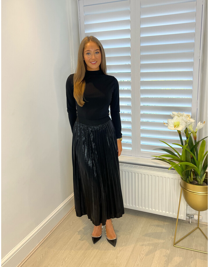 Lucy Cobb Mariah Metallic Midi Skirt - Black