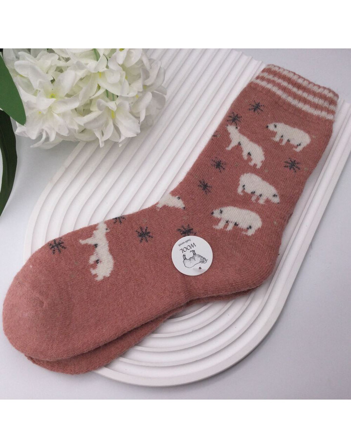 Lucy Cobb Wool Blend Socks  in Pink Polar Bear