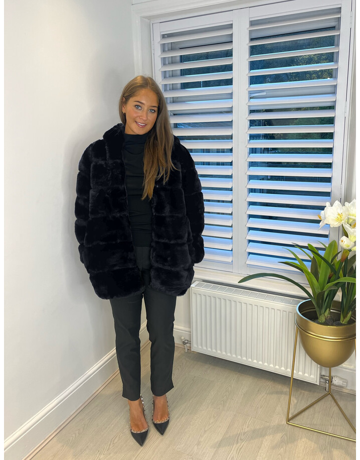 Lucy Cobb Faye Faux Fur Jacket - Navy
