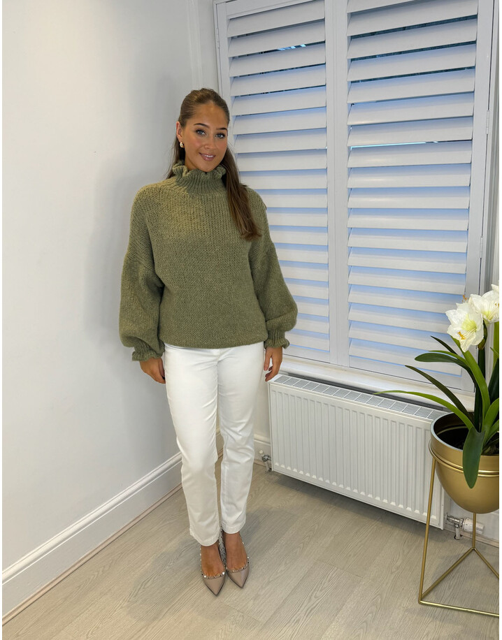 Lucy Cobb Zoe High Neck Jumper - Khaki