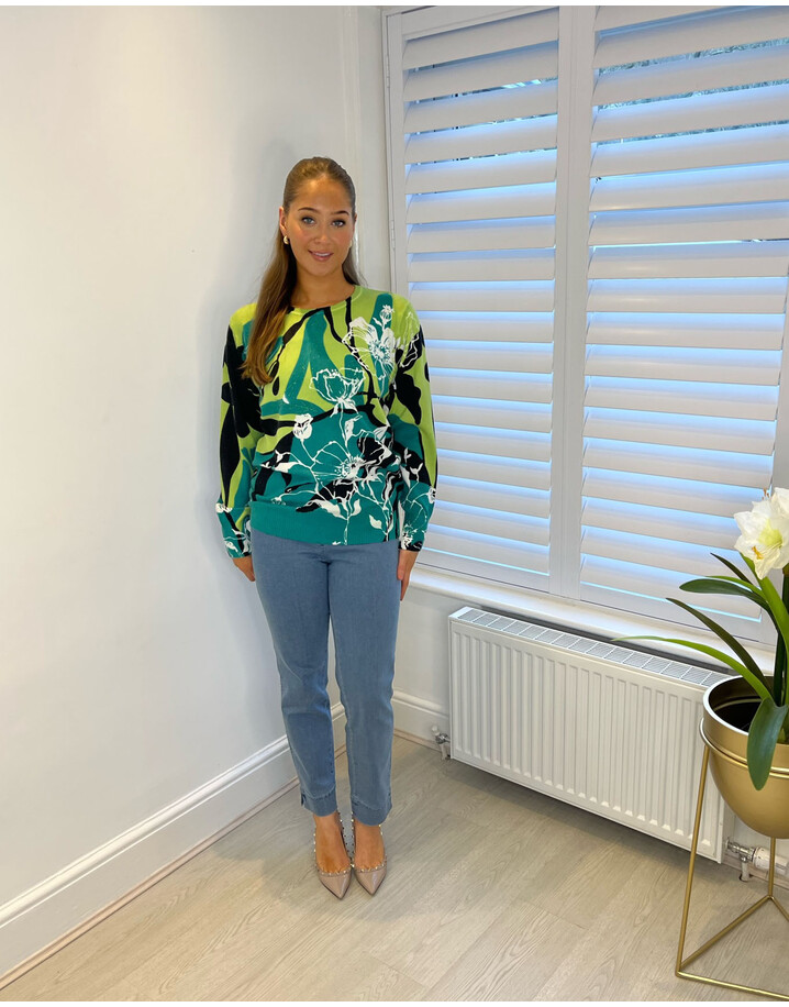 Lucy Cobb Magnolia Printed Jumper - Green Mix
