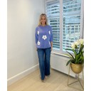 Peony Pearl Flower Jumper - Bluebell