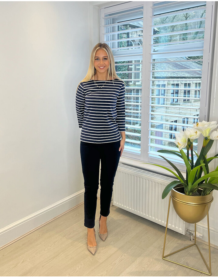 Great Plains Hollie Core 3/4 Sleeve Top - Navy/White