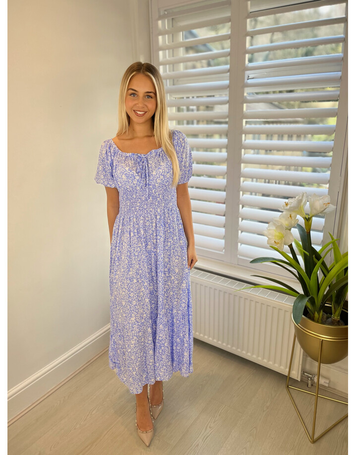 Lucy Cobb Florence Floral Midi Dress - Lilac