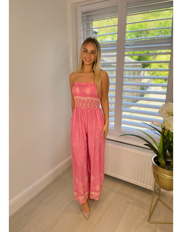 Lucy Cobb Delilah Bandeau Jumpsuit - Bubblegum Pink