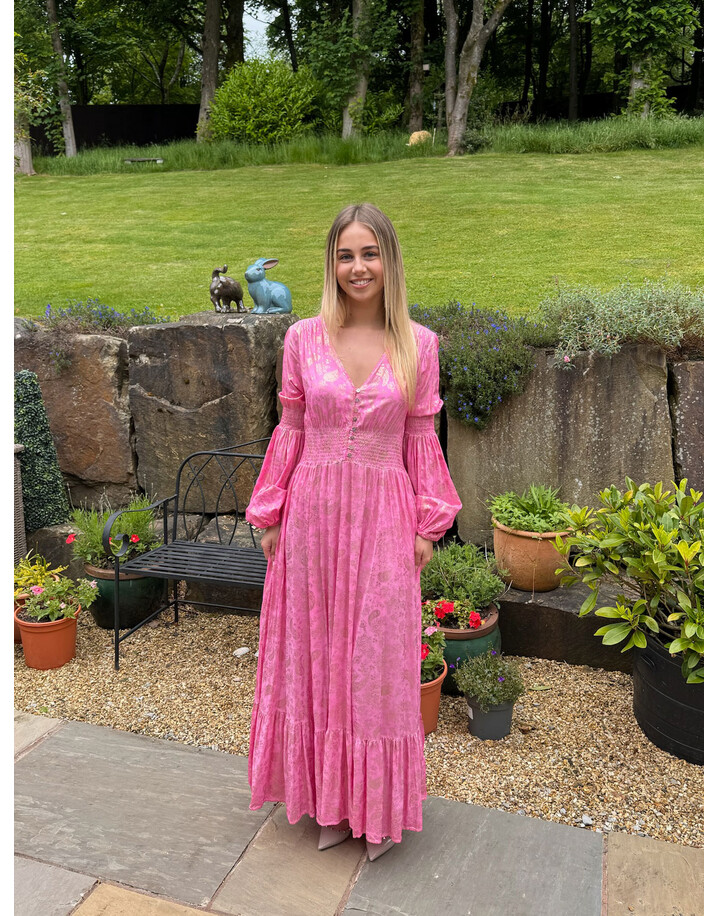 Lucy Cobb Fifi Foil Print Maxi Dress - Pink 