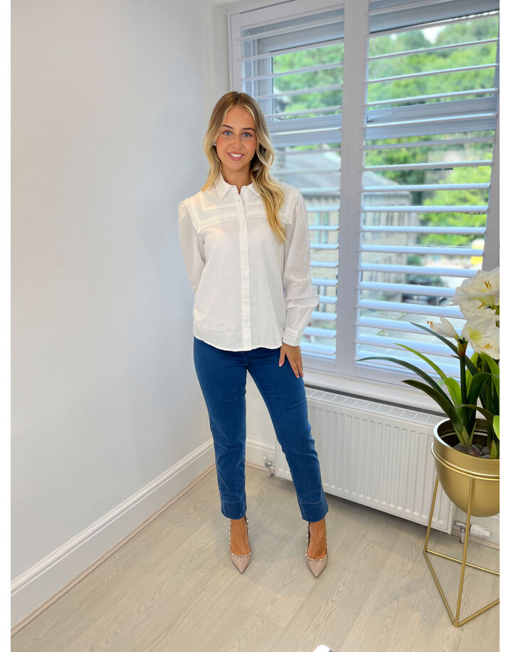 French Connection Amelie Cambric Embroidered Shirt - White