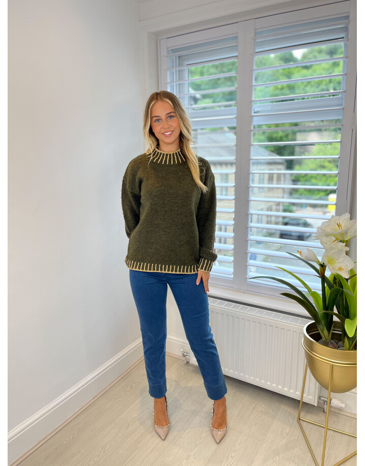 Lucy Cobb Ember Knitted Jumper - Green & Gold