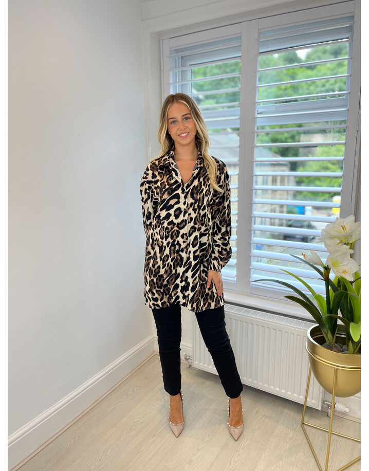 Lucy Cobb Laura Leopard Print Blouse - Leopard Print Brown