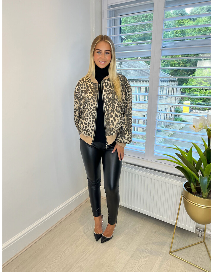 Lucy Cobb Lexi Leopard Bomber Jacket  - Leopard Print