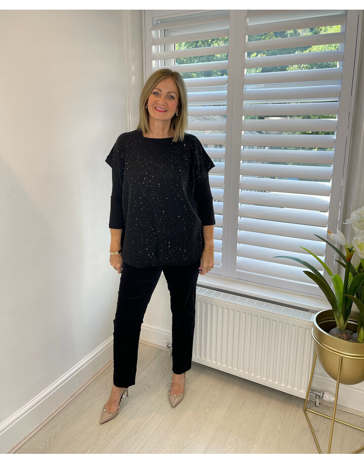 Malissa J Sasha Sequin Jumper Vest - Black