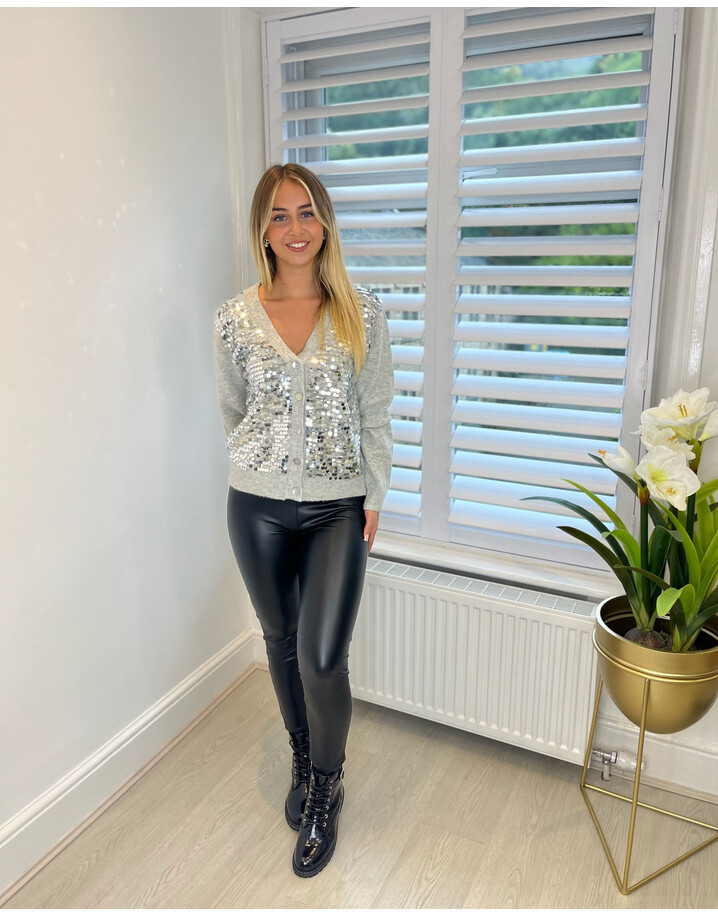 Lucy Cobb Steph Sequin Cardigan - Grey