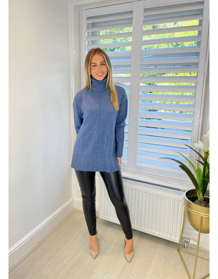 Lucy Cobb Rachel Roll Neck Jumper - Denim