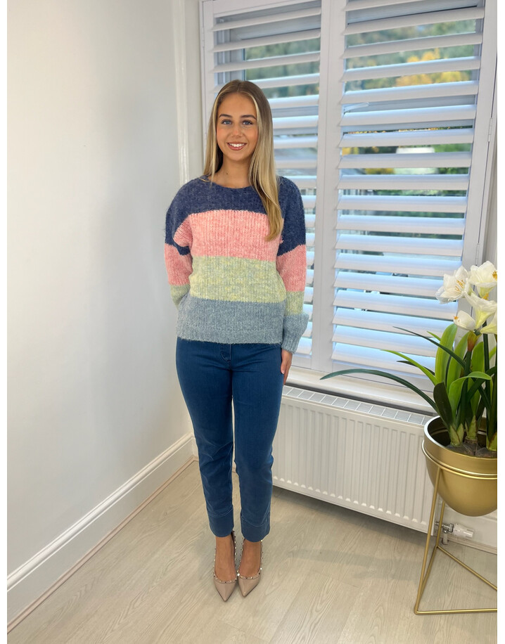 Lucy Cobb Marie Striped Jumper - Denim Mix