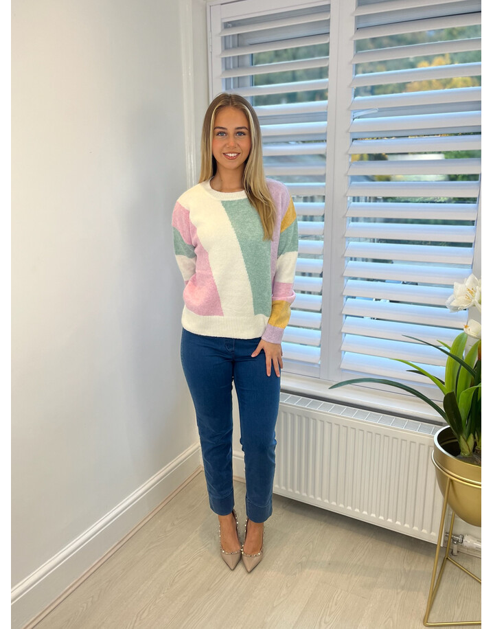 Lucy Cobb Dani Diagonal Stripe Jumper - Pastel Multi