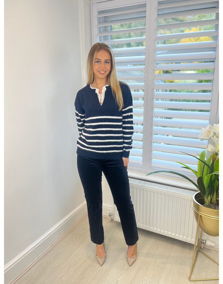 Lucy Cobb Ruby Striped Jumper - Navy