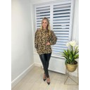 Melanie Animal Print Blouse - Brown