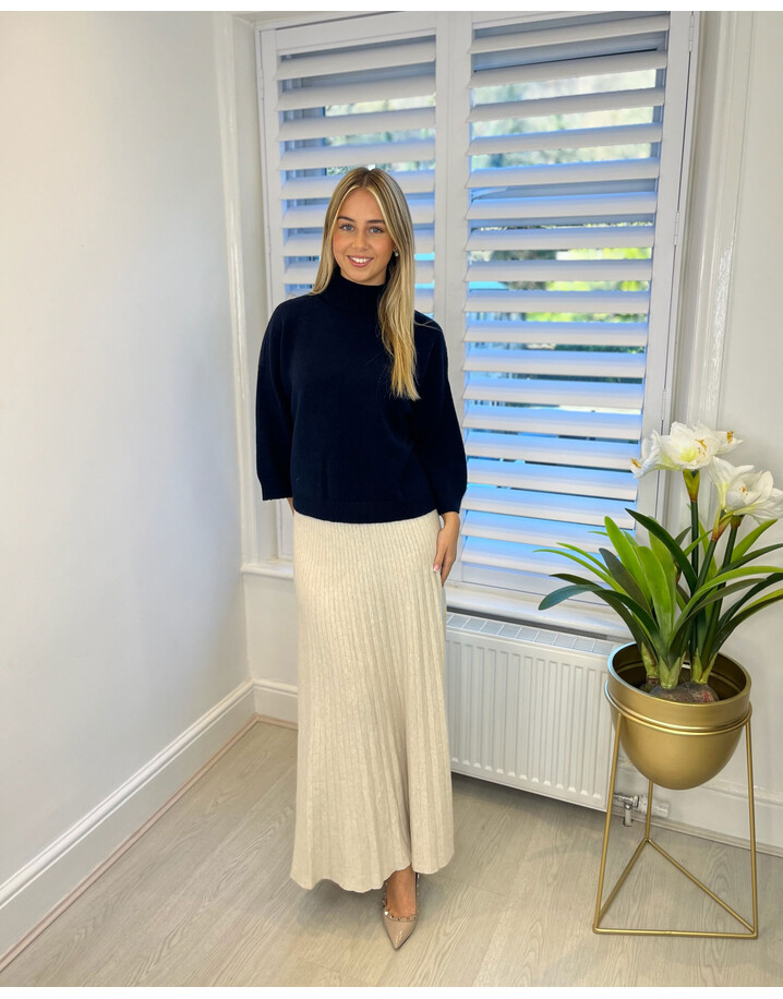 Lucy Cobb Peyton Pleated Knit Skirt - Oatmeal