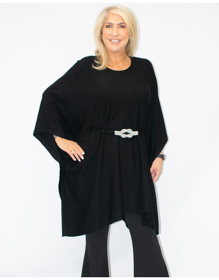 Malissa J Diamante Knot Poncho - Black