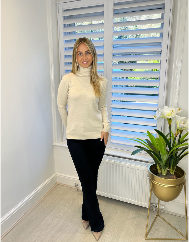 Lucy Cobb Priscilla Polo Neck Jumper - Oatmeal