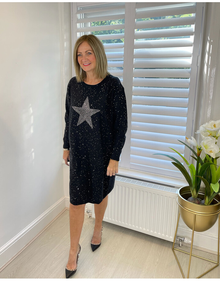 Malissa J Statement Star Knitted Dress - Black