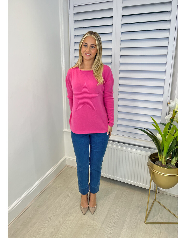 Lucy Cobb Super Soft Luxury Star Jumper - Fuchsia