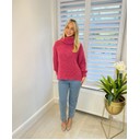 Polly Cowl Neck Boucle Jumper - Dark Pink