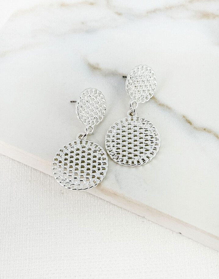 Envy Double Circle Chain Earrings - Silver
