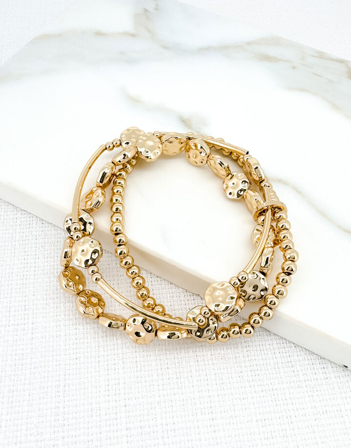 Envy Elasticated Layered Bracelet - Gold