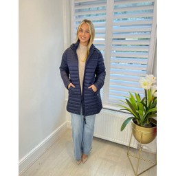 Frandsen Farrah Padded Longline Jacket - Navy