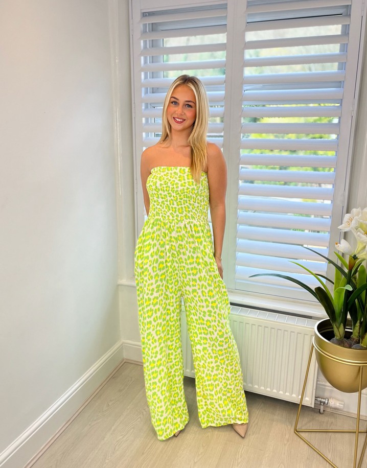 Lucy Cobb Lucia Leopard Jumpsuit - Green Mix