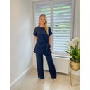 Sasha Side Tie Trouser Set - Navy