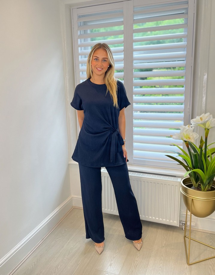 Lucy Cobb Sasha Side Tie Trouser Set - Navy