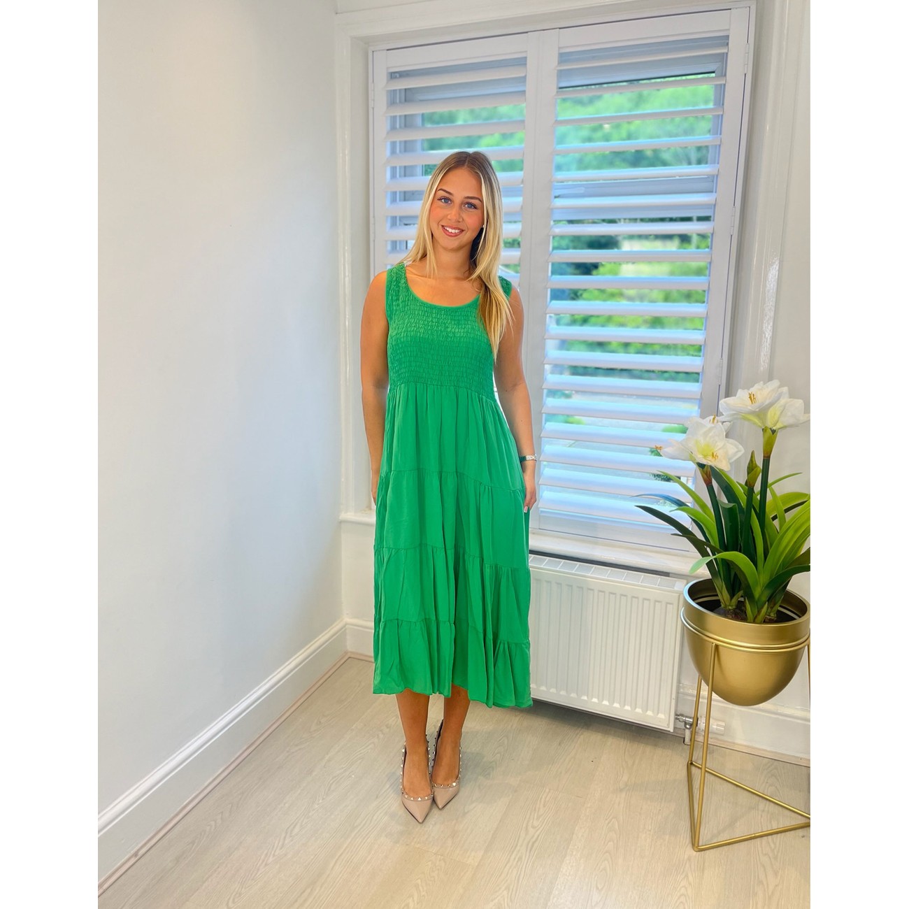 Lucy Cobb Katie Midi Dress in Emerald