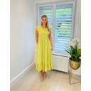 Dahlia Frill Polka Dot Midi Dress - Chartreuse