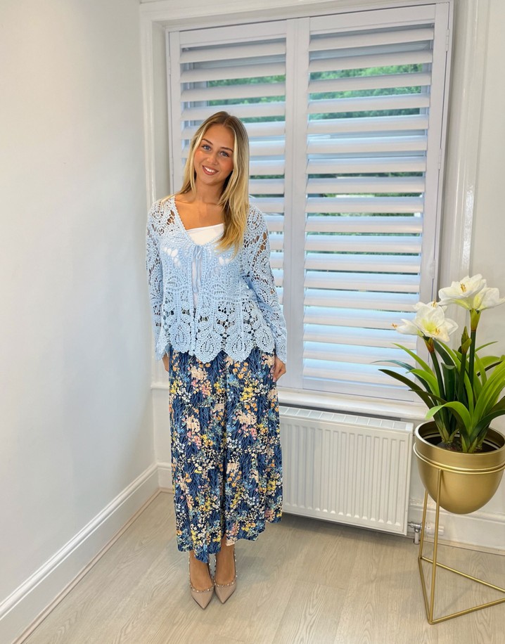 Lucy Cobb Penelope Floral Midi Skirt - Navy