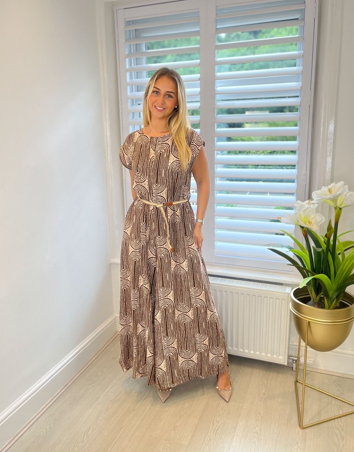 Lucy Cobb Bri Belted Jumpsuit  - Brown