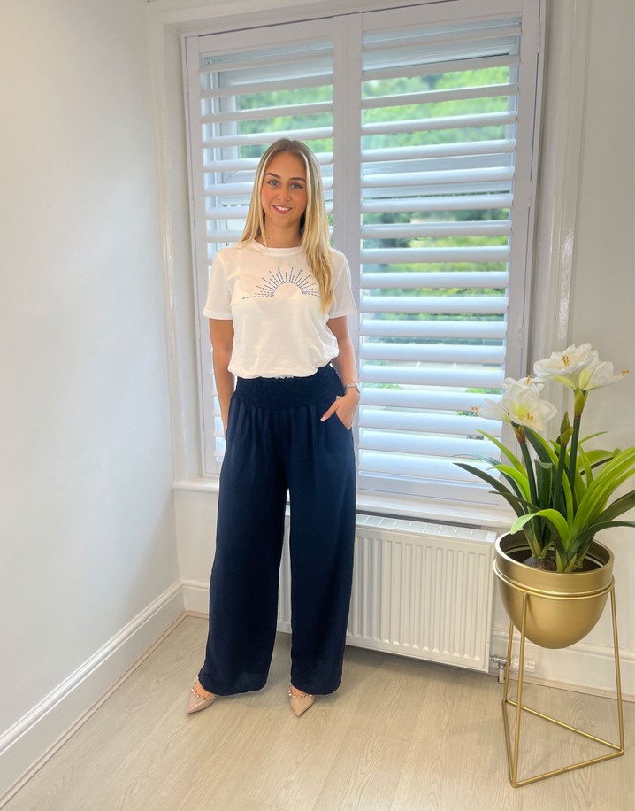 Lucy Cobb Willow Wide Leg Trousers - Navy