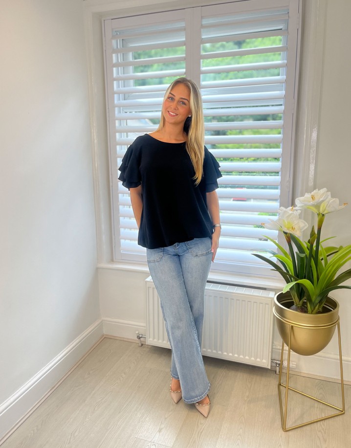 Lucy Cobb Rhian Ruffle Sleeve Blouse - Black