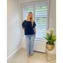 Rhian Ruffle Sleeve Blouse - Navy