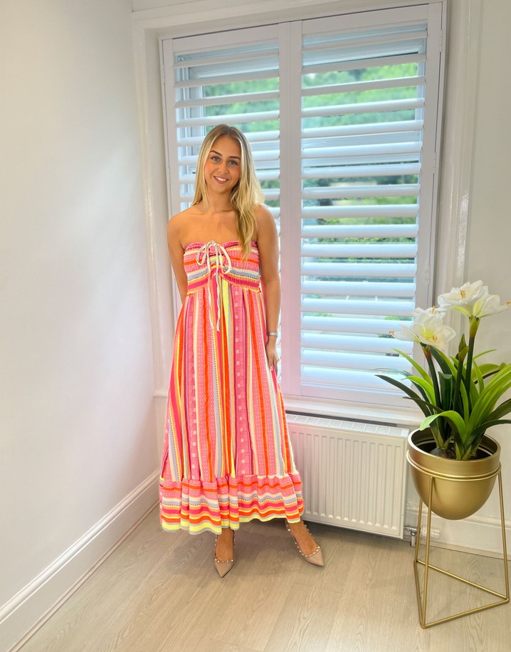 Lucy Cobb Bec Bandeau Dress  - Pink Aztec