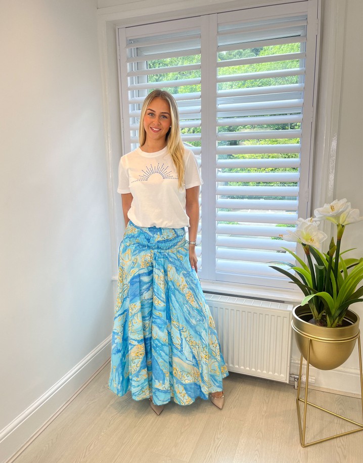 Lucy Cobb Palma Palazzos  - Aqua Mix
