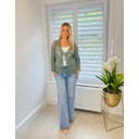 Skiathos Crochet Tie Front Top - Khaki