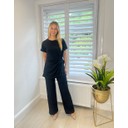 Sasha Side Tie Trouser Set - Black